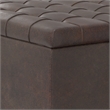 Pemberly Row Square Vegan Faux Leather Storage Ottoman in Brown