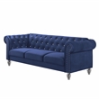 Pemberly Row 2-Piece Crystal Velvet Loveseat & Sofa Set in Royal Blue