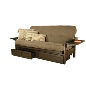 Pemberly Row Sofa Sleeper with Storage and Linen Stone Gray Mattress