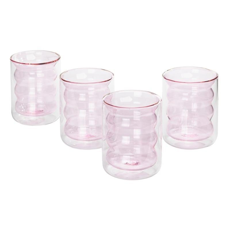 Pemberly Row Waves Transitional Glass Water Glasses in Blush (Set of 4)