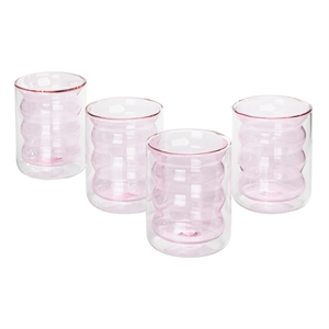 Pemberly Row Waves Transitional Glass Water Glasses in Blush (Set of 4)