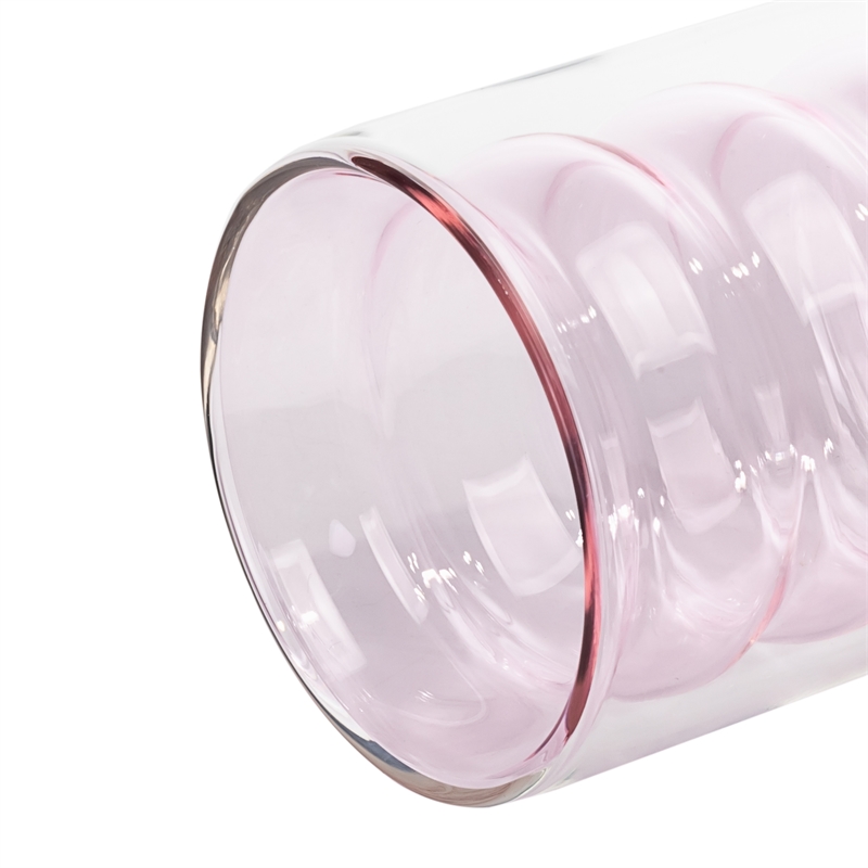 Pemberly Row Waves Transitional Glass Water Glasses in Blush (Set of 4)