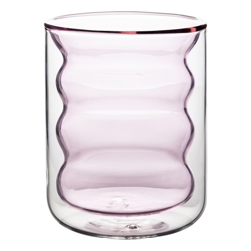 Pemberly Row Waves Transitional Glass Water Glasses in Blush (Set of 4)