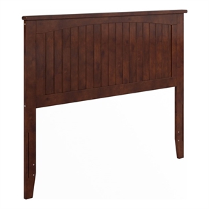 Pemberly Row Full Coastal Solid Wood Panel Headboard in Walnut