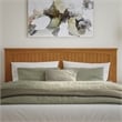Pemberly Row King Coastal Solid Wood Panel Headboard in Light Toffee