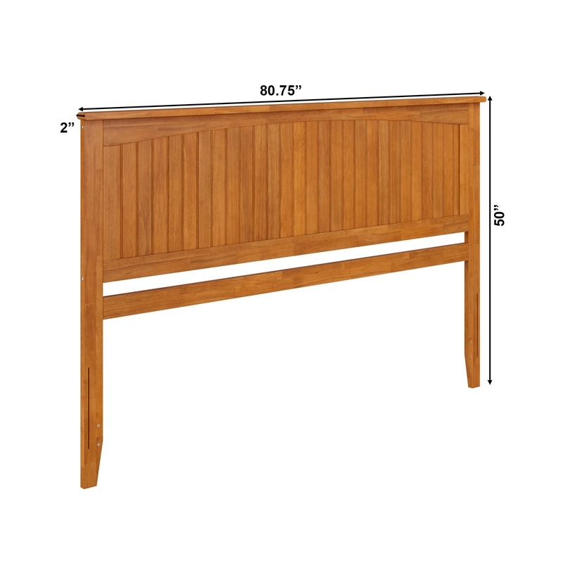 Pemberly Row King Coastal Solid Wood Panel Headboard in Light Toffee