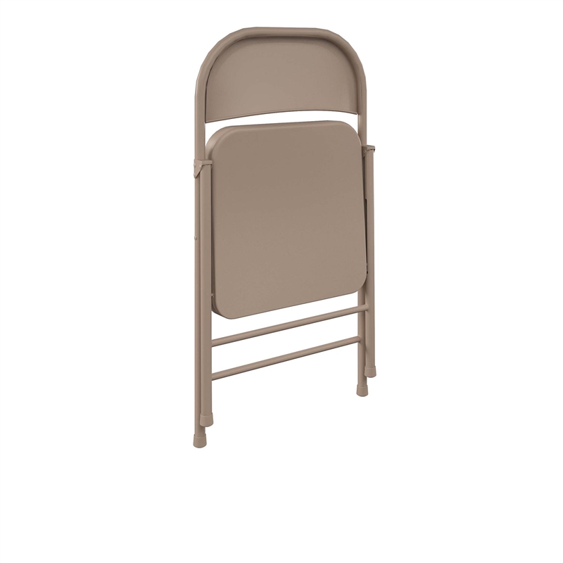 Pemberly Row All-Steel Folding Chair in Antique Linen (4-Pack)