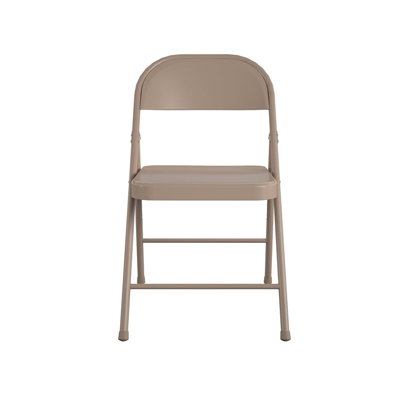 Pemberly Row All-Steel Folding Chair in Antique Linen (4-Pack)
