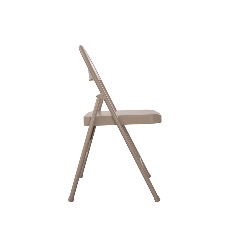 Pemberly Row All-Steel Folding Chair in Antique Linen (4-Pack)