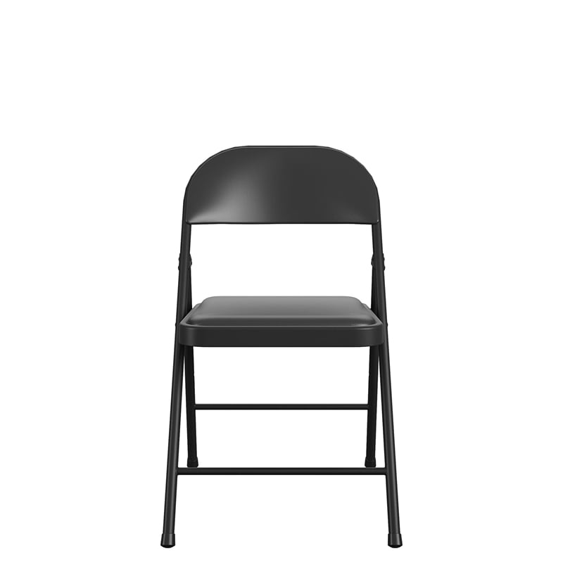 Pemberly Row Contemporary Vinyl Folding Chair in Black (4-Pack)