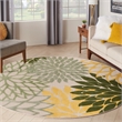 Pemberly Row 5' Round Green Multicolor Fabric Tropical Area Rug