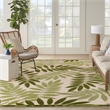 Pemberly Row Contemporary 9' x 12' Ivory Green Fabric Outdoor Area Rug
