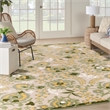Pemberly Row Contemporary 9' x 12' Ivory Green Fabric Outdoor Area Rug