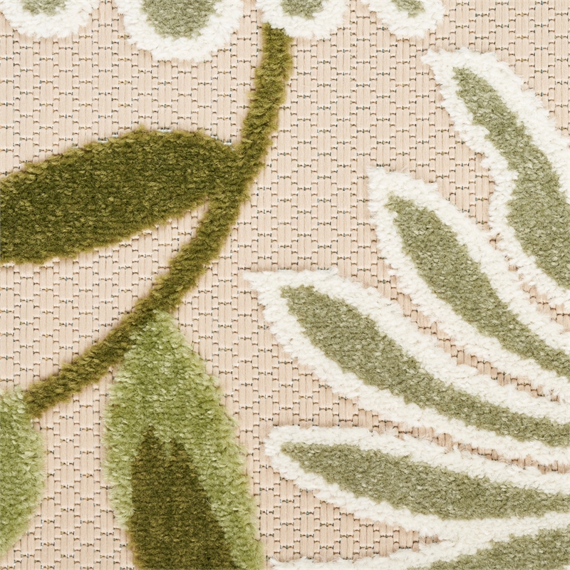 Pemberly Row Contemporary 6' x 9' Ivory Green Fabric Outdoor Area Rug