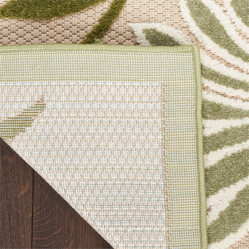 Pemberly Row Contemporary 6' x 9' Ivory Green Fabric Outdoor Area Rug