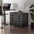 Pemberly Row 5-Drawer Engineered Wood Mobile Storage Cabinet in Black