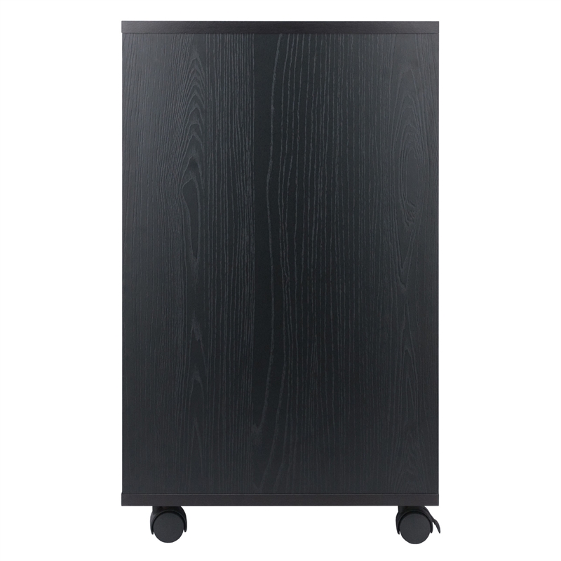 Pemberly Row 5-Drawer Engineered Wood Mobile Storage Cabinet in Black