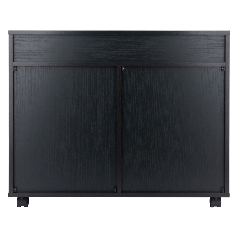 Pemberly Row 5-Drawer Engineered Wood Mobile Storage Cabinet in Black