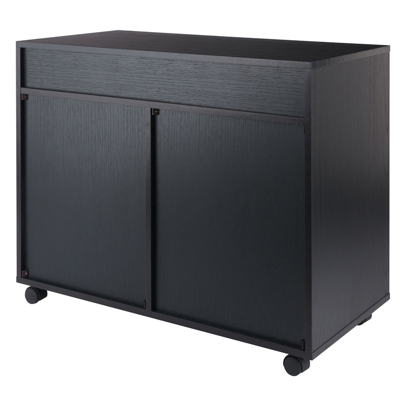 Pemberly Row 5-Drawer Engineered Wood Mobile Storage Cabinet in Black