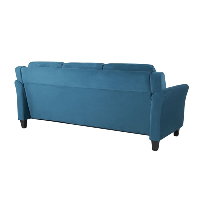 Pemberly Row Contemporary Sofa in Blue Finish Fabric Upholstery