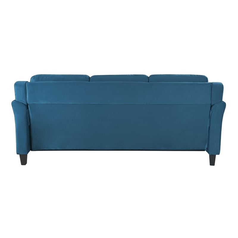 Pemberly Row Contemporary Sofa in Blue Finish Fabric Upholstery