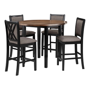 Pemberly Row 5-Piece Solid Wood Counter Dining Set Brown/Black