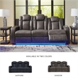 Pemberly Row Contemporary Brown Power Reclining Faux Leather Sofa