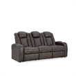 Pemberly Row Contemporary Brown Power Reclining Faux Leather Sofa