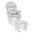 Pemberly Row Contemporary Glider and Ottoman White Wood and Gray Fabric