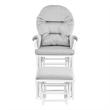 Pemberly Row Contemporary Glider and Ottoman White Wood and Gray Fabric