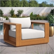 Pemberly Row Outdoor Patio Acacia Wood Chair in Natural Light Gray