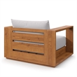 Pemberly Row Outdoor Patio Acacia Wood Chair in Natural Light Gray