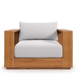 Pemberly Row Outdoor Patio Acacia Wood Chair in Natural Light Gray