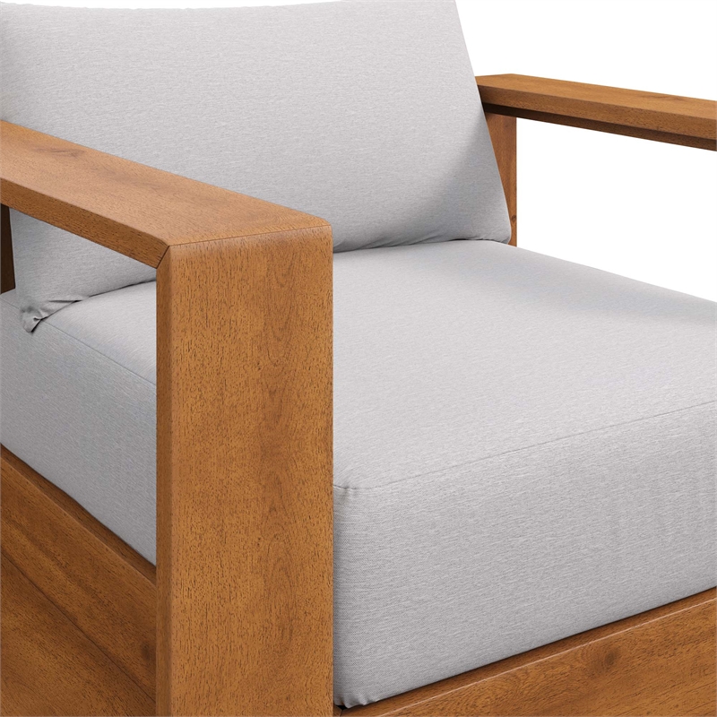 Pemberly Row Outdoor Patio Acacia Wood Chair in Natural Light Gray