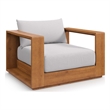 Pemberly Row Outdoor Patio Acacia Wood Chair in Natural Light Gray