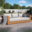 Pemberley Row Acacia Wood Natural Light Gray Outdoor Sofa Rectangular Weather-Resistant 83.5