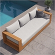 Pemberley Row Acacia Wood Natural Light Gray Outdoor Sofa Rectangular Weather-Resistant 83.5
