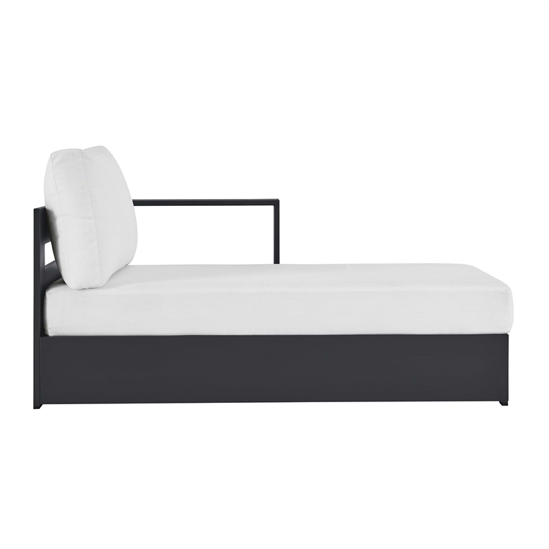 Pemberly Row Modular Right-Facing Chaise Lounge in Gray White