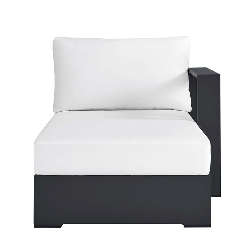 Pemberly Row Modular Right-Facing Chaise Lounge in Gray White