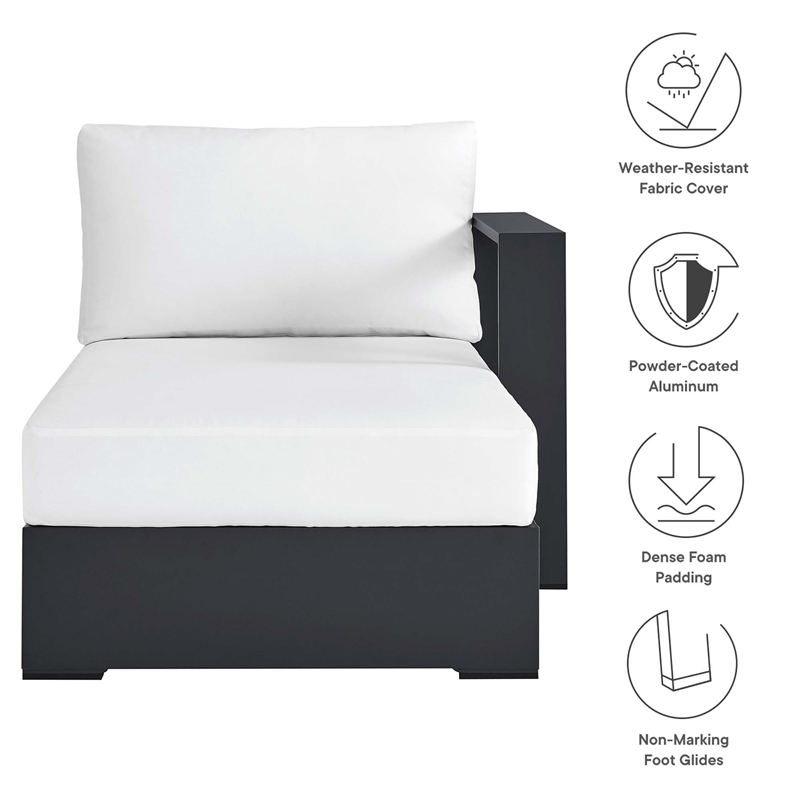 Pemberly Row Modular Right-Facing Chaise Lounge in Gray White