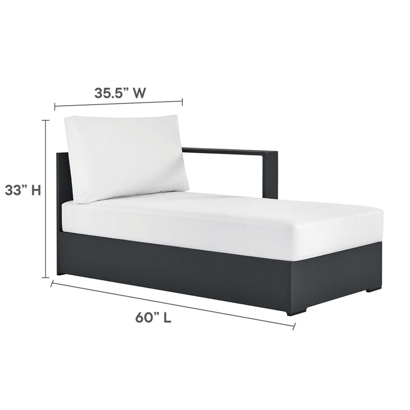 Pemberly Row Modular Right-Facing Chaise Lounge in Gray White