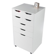 Pemberly Row Bins and Drawers Multi Storage Tall Mobile Cabinet in White