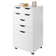 Pemberly Row Bins and Drawers Multi Storage Tall Mobile Cabinet in White