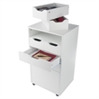 Pemberly Row Bins and Drawers Multi Storage Tall Mobile Cabinet in White