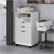 Pemberly Row Bins and Drawers Multi Storage Tall Mobile Cabinet in White