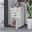 Pemberly Row Bins and Drawers Multi Storage Tall Mobile Cabinet in White