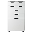 Pemberly Row Bins and Drawers Multi Storage Tall Mobile Cabinet in White