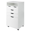 Pemberly Row Bins and Drawers Multi Storage Tall Mobile Cabinet in White