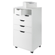 Pemberly Row Bins and Drawers Multi Storage Tall Mobile Cabinet in White