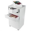 Pemberly Row Bins and Drawers Multi Storage Tall Mobile Cabinet in White